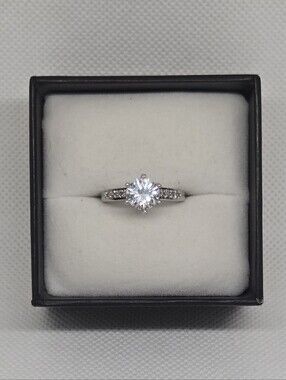 925 Sterling Silver CZ Solitaire Engagement Ring Size 7 Promise Ring